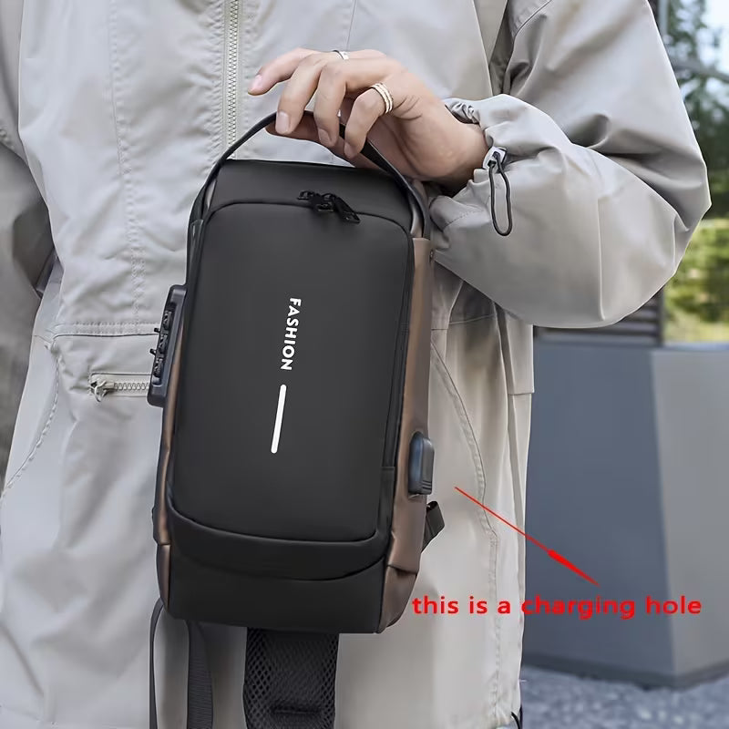 Anti-Theft Password Lock Men'S Crossbody Bag
