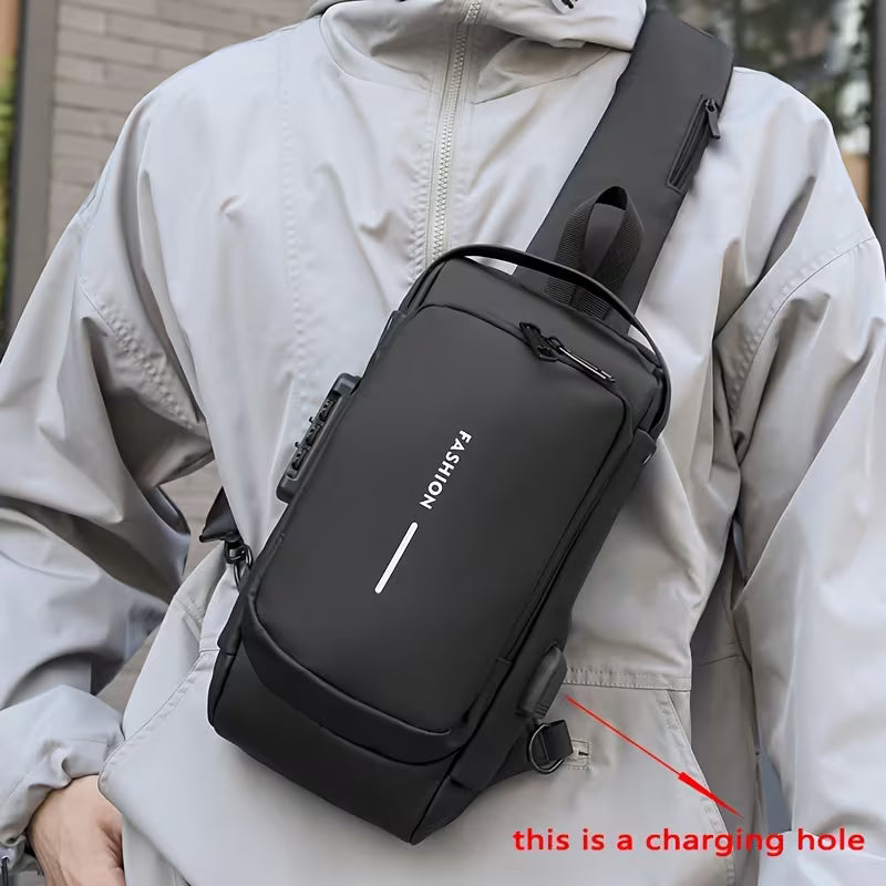 Anti-Theft Password Lock Men'S Crossbody Bag
