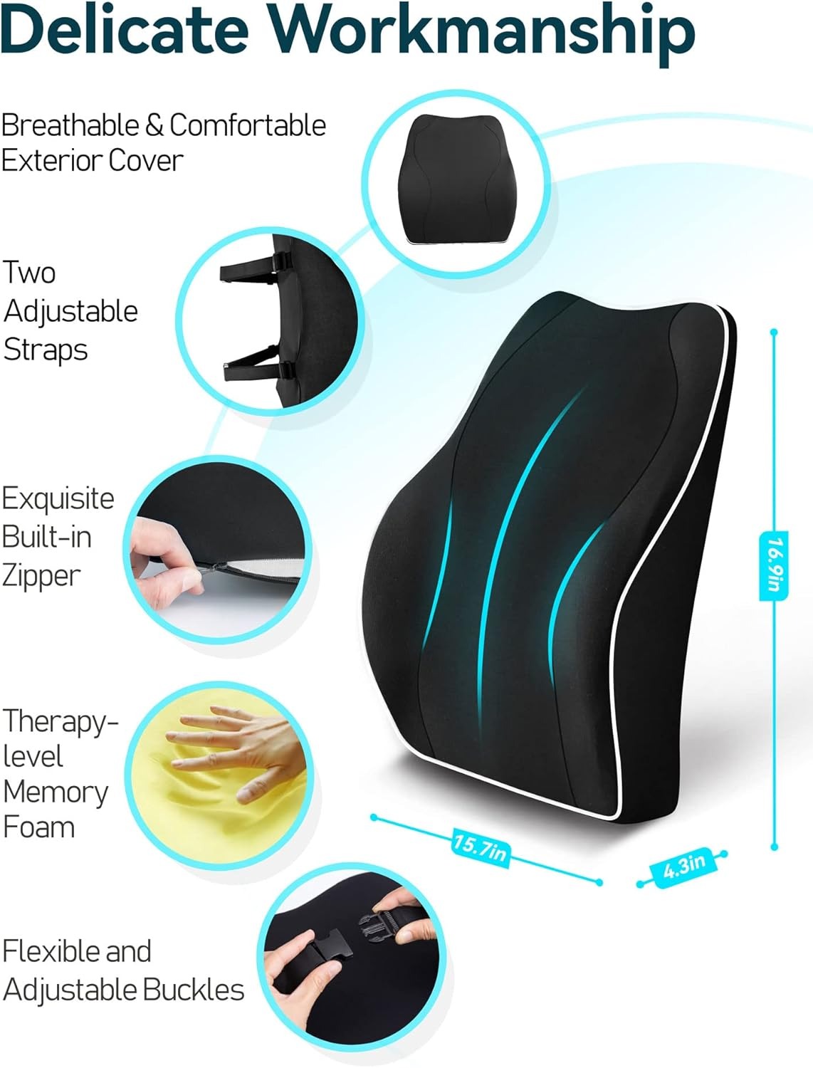TRAVEL EASE Ergonomic Lumbar Support Cushion
