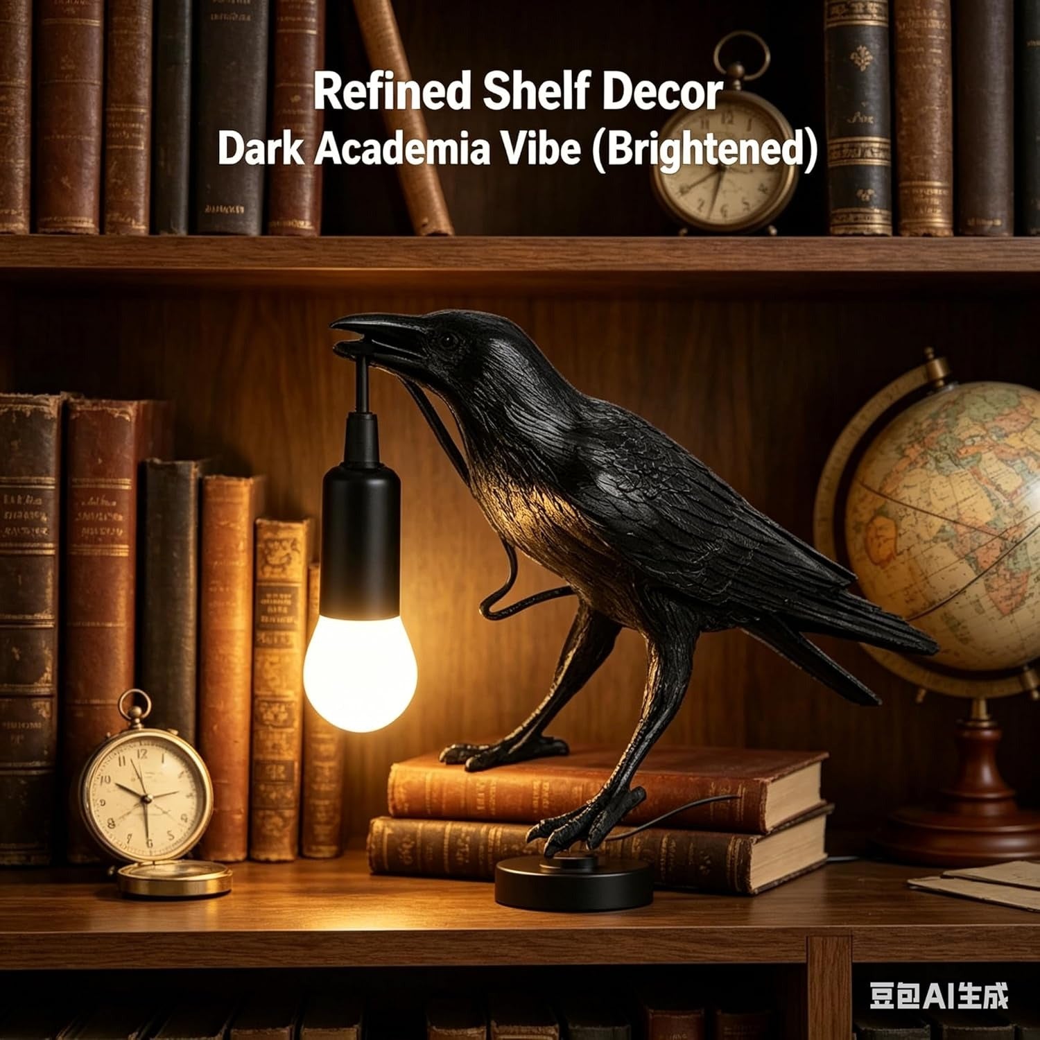 Black Crow Table Lamp with LED Bulb